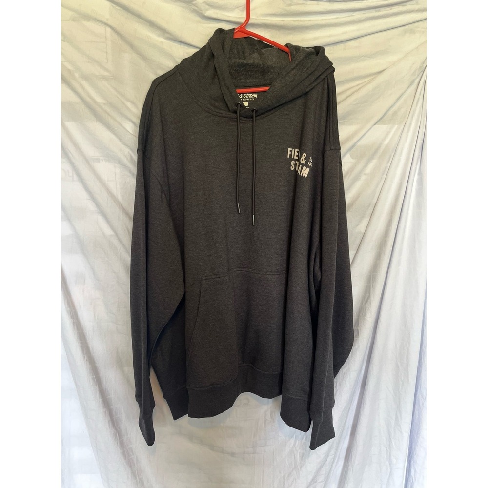 Field & Stream Mens Hoodie Charcoal Gray Pullover Sweatshirt Long Sleeve 4x